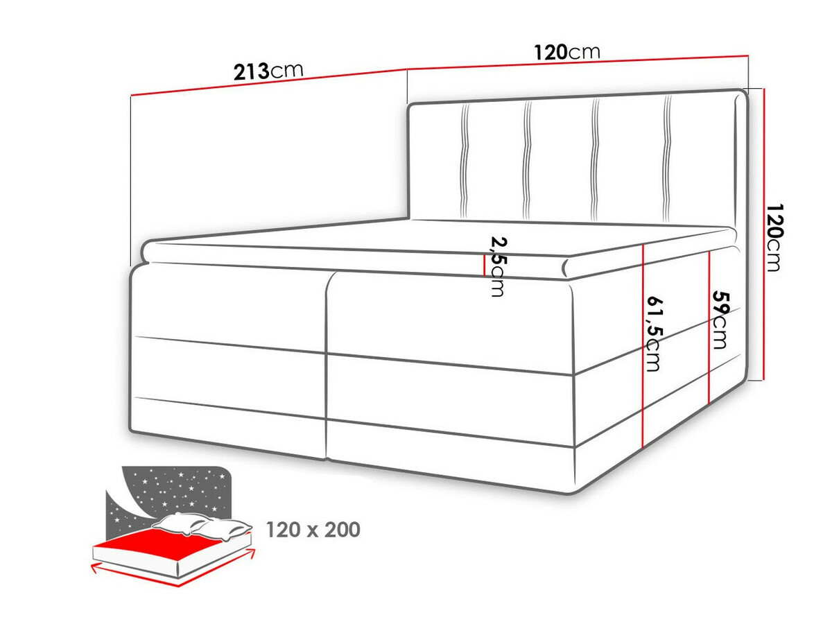 Boxspring postelja Villa (Kameleon 15 + Kameleon 63)