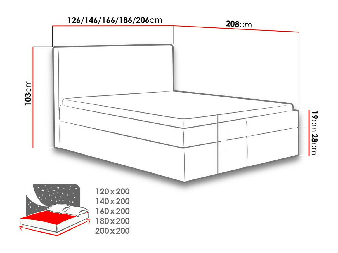Boxspring postelja Baltimore 126 (Velluto 14)