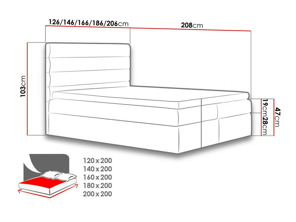 Boxspring postelja Baltimore 129 (Makalu 4)