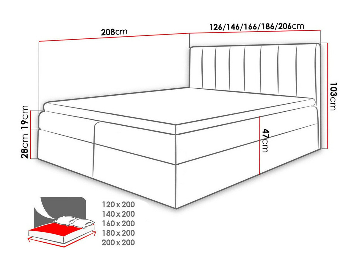 Boxspring postelja Culina (Soft 017 + Spirit 13)