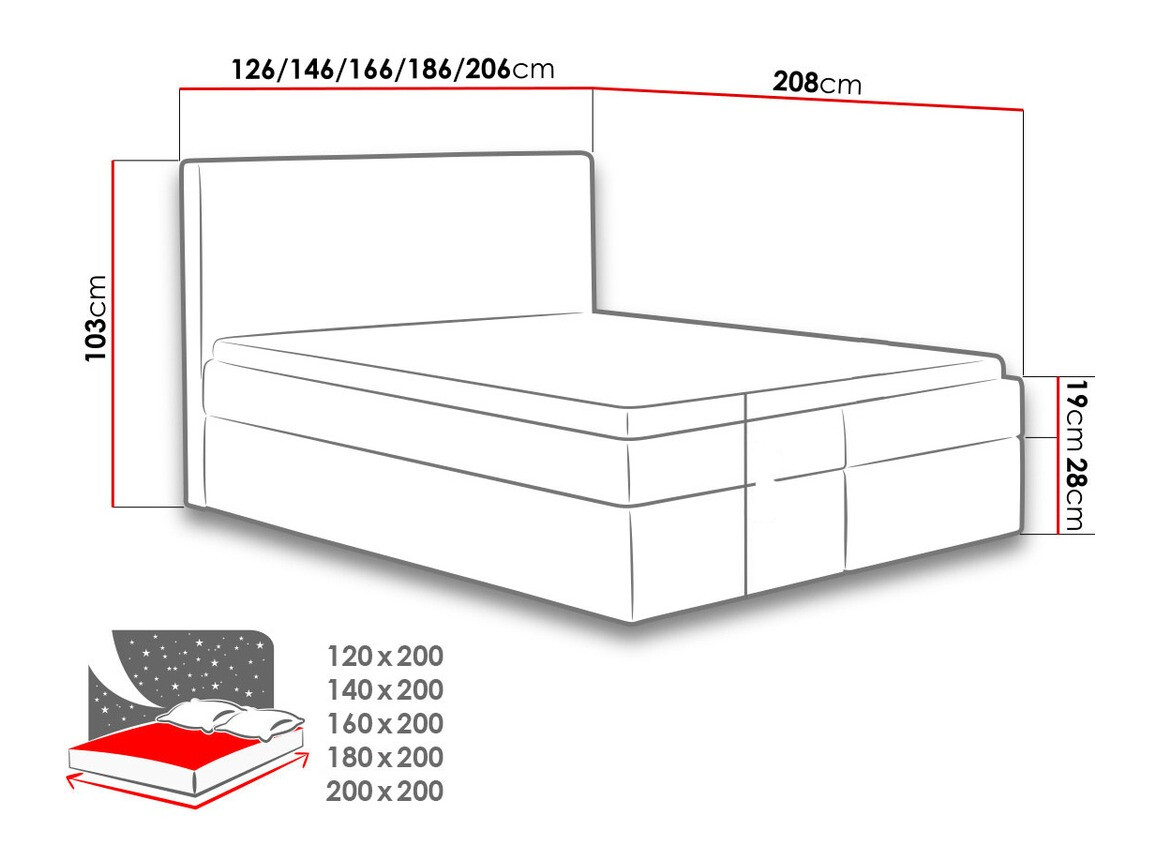Boxspring postelja Nix (Velluto 3)