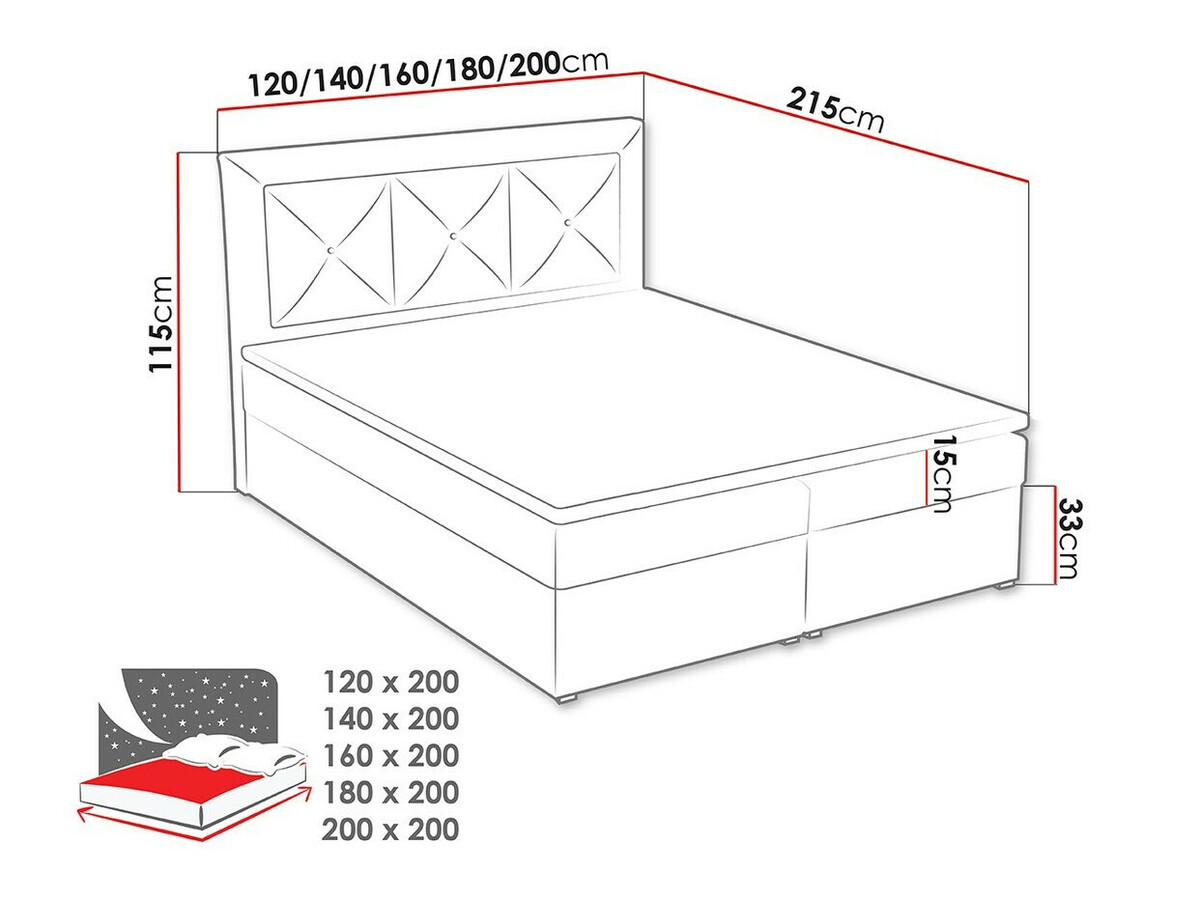 Boxspring postelja Pomona 113 (Kronos 19)