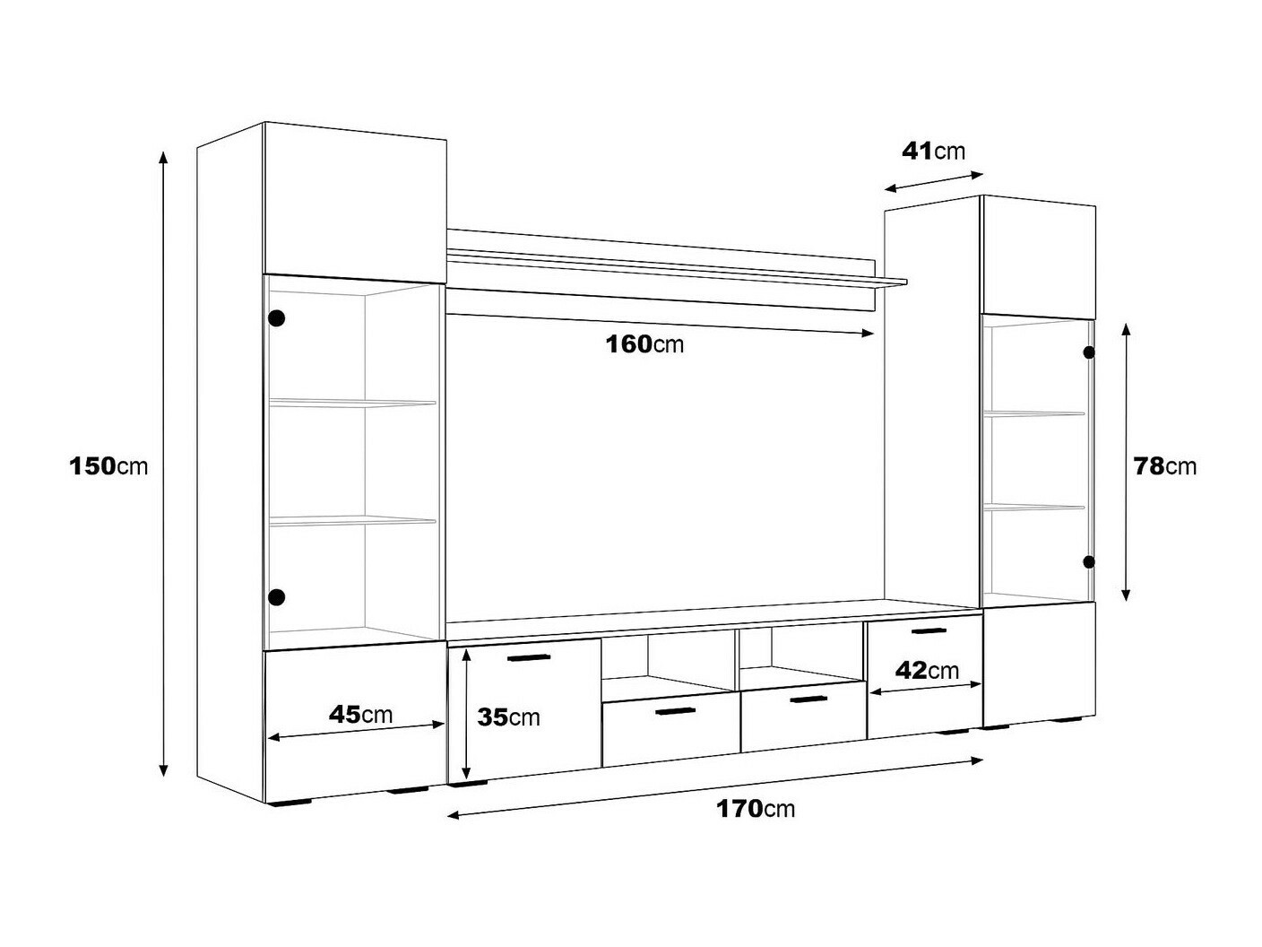 Komplet za dnevno sobo Springfield 274 (Bela + Sijaj bela)