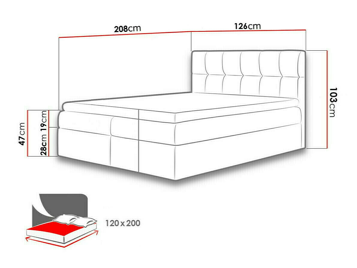Boxspring postelja Aedes (Rico 23)