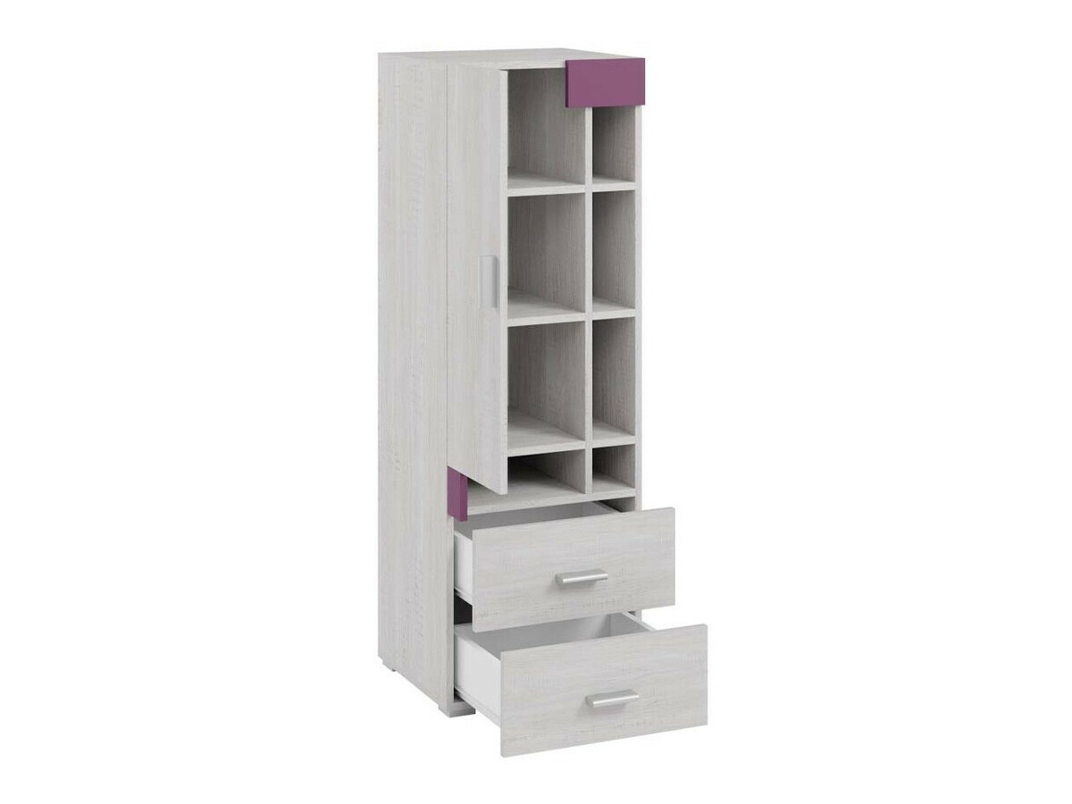 Komplet pohištva za otroško sobo Omaha D142 (Vijolična + Beljen bor)