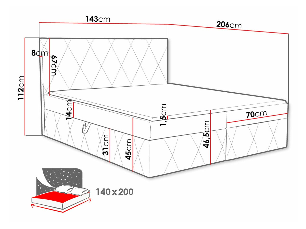 Boxspring postelja Comfivo 225 (Magic Velvet 2216)