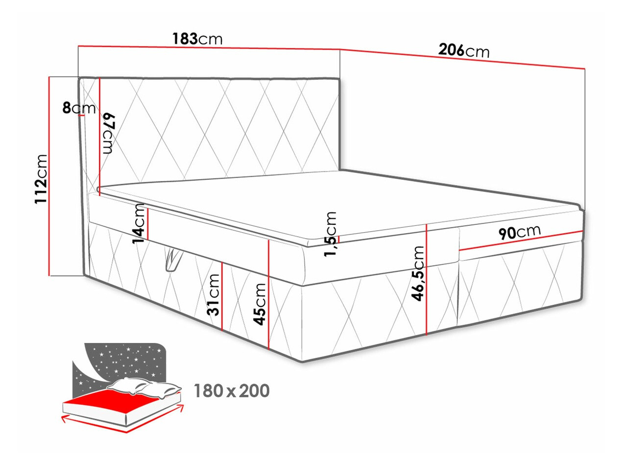 Boxspring postelja Comfivo 225 (Magic Velvet 2225)