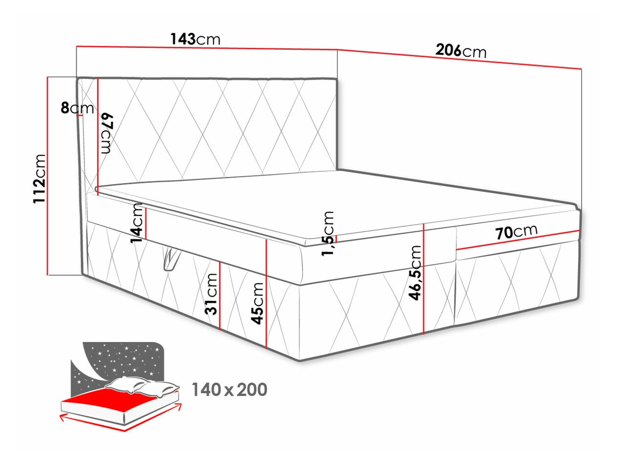 Boxspring postelja Comfivo Avis (Magic Velvet 2267)