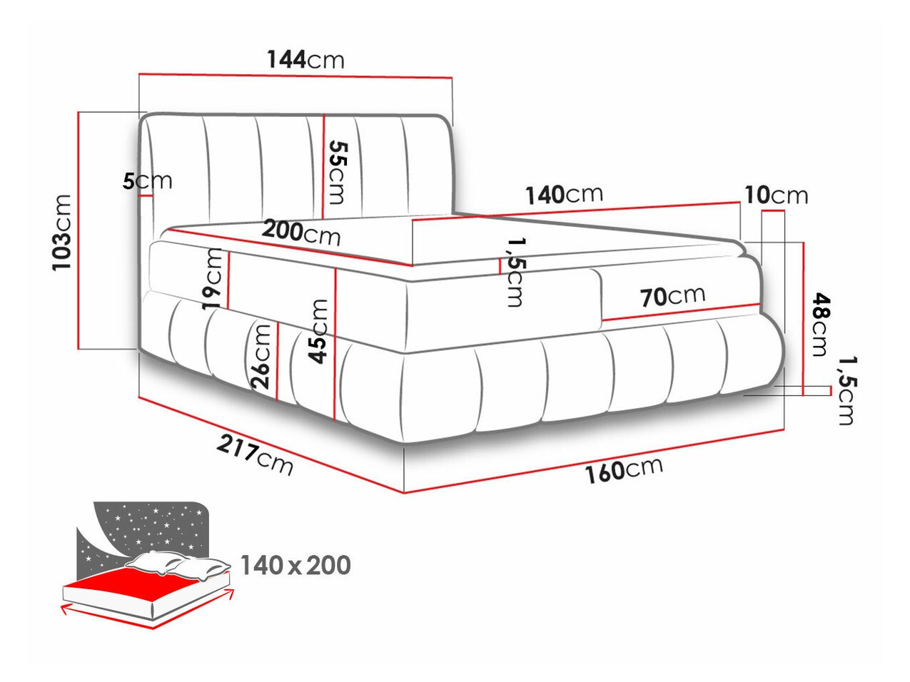 Boxspring postelja Cursus (Kronos 09)