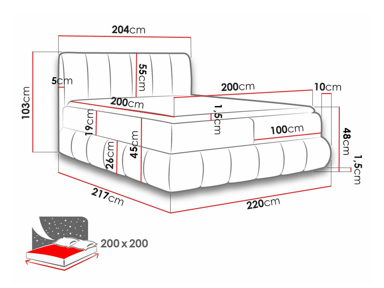 Boxspring postelja Cursus (Kronos 09)