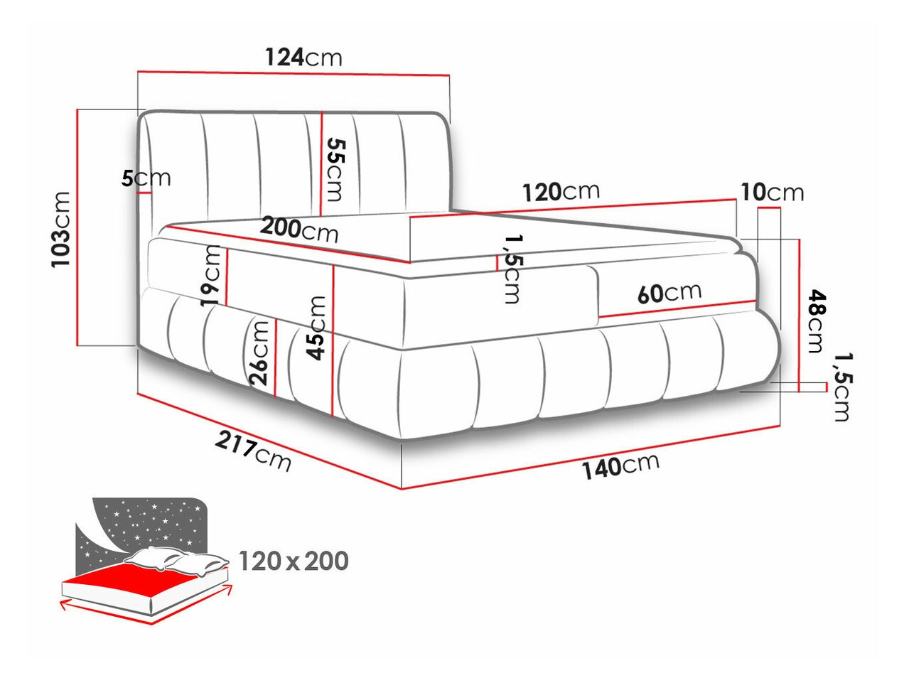 Boxspring postelja Cursus (Kronos 26)