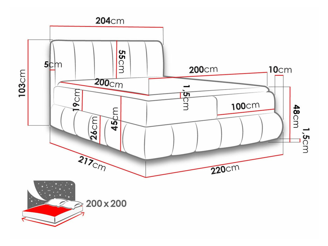 Boxspring postelja Cursus (Kronos 26)