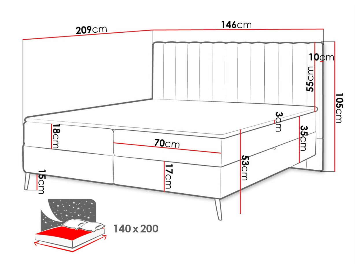 Boxspring postelja Indiana 159 (Poso 55 + Paros 05)