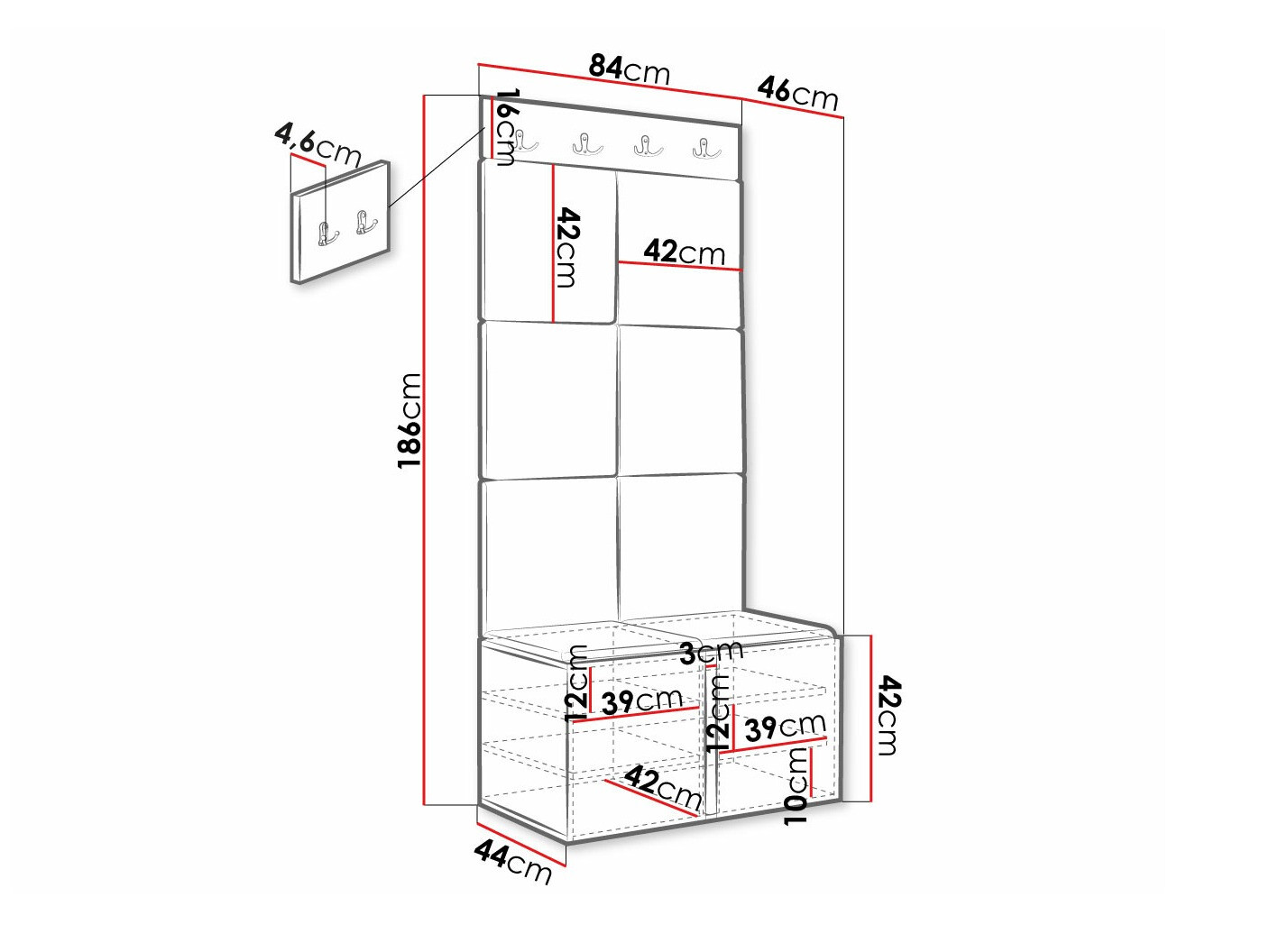 Komplet za predsobo Hartford 375 (Eko usnje Soft 017)
