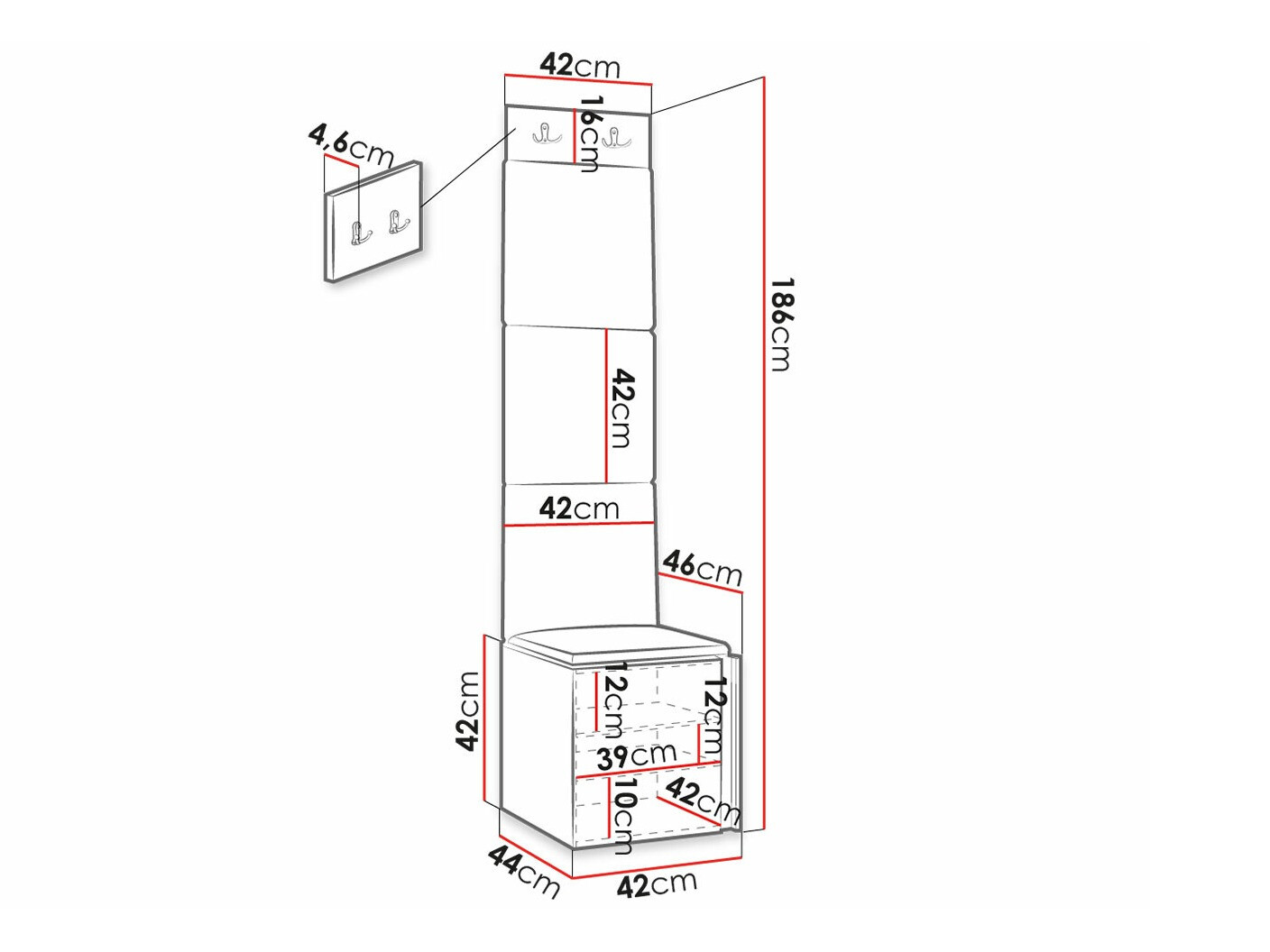 Komplet za predsobo Hartford 378 (Bela)