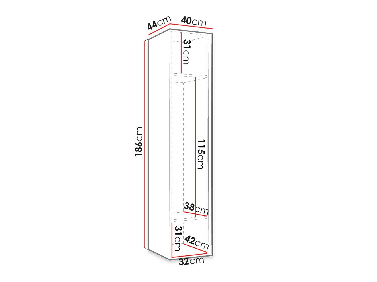 Garderobna omara Hartford 393 (Črna)