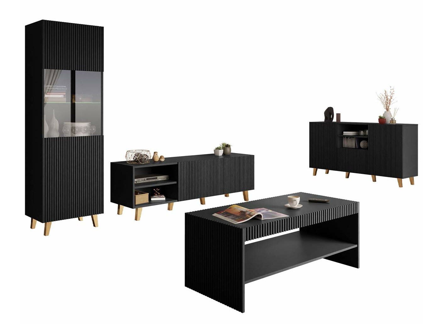 Komplet za dnevno sobo Dicto (Črna)