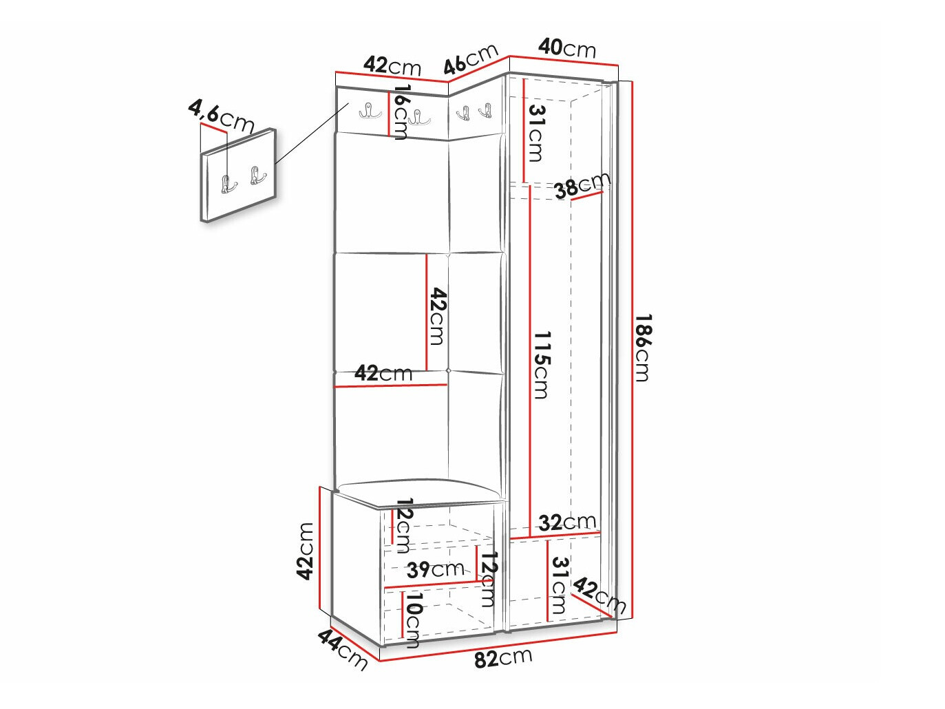 Komplet za predsobo Hartford 391 (Eko usnje Soft 011)
