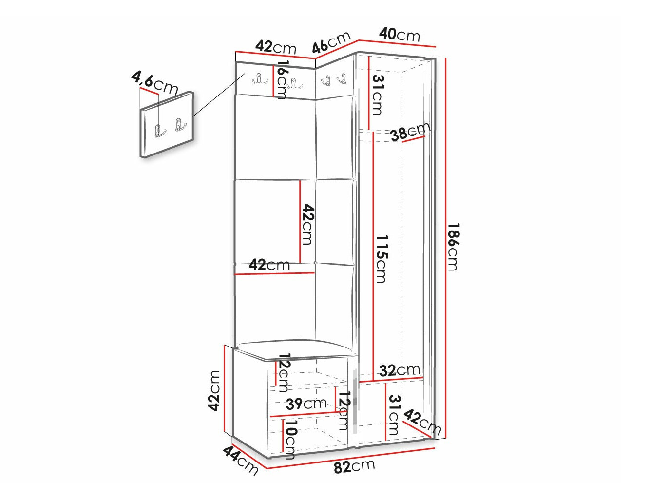 Komplet za predsobo Hartford 391 (Eko usnje Soft 017)