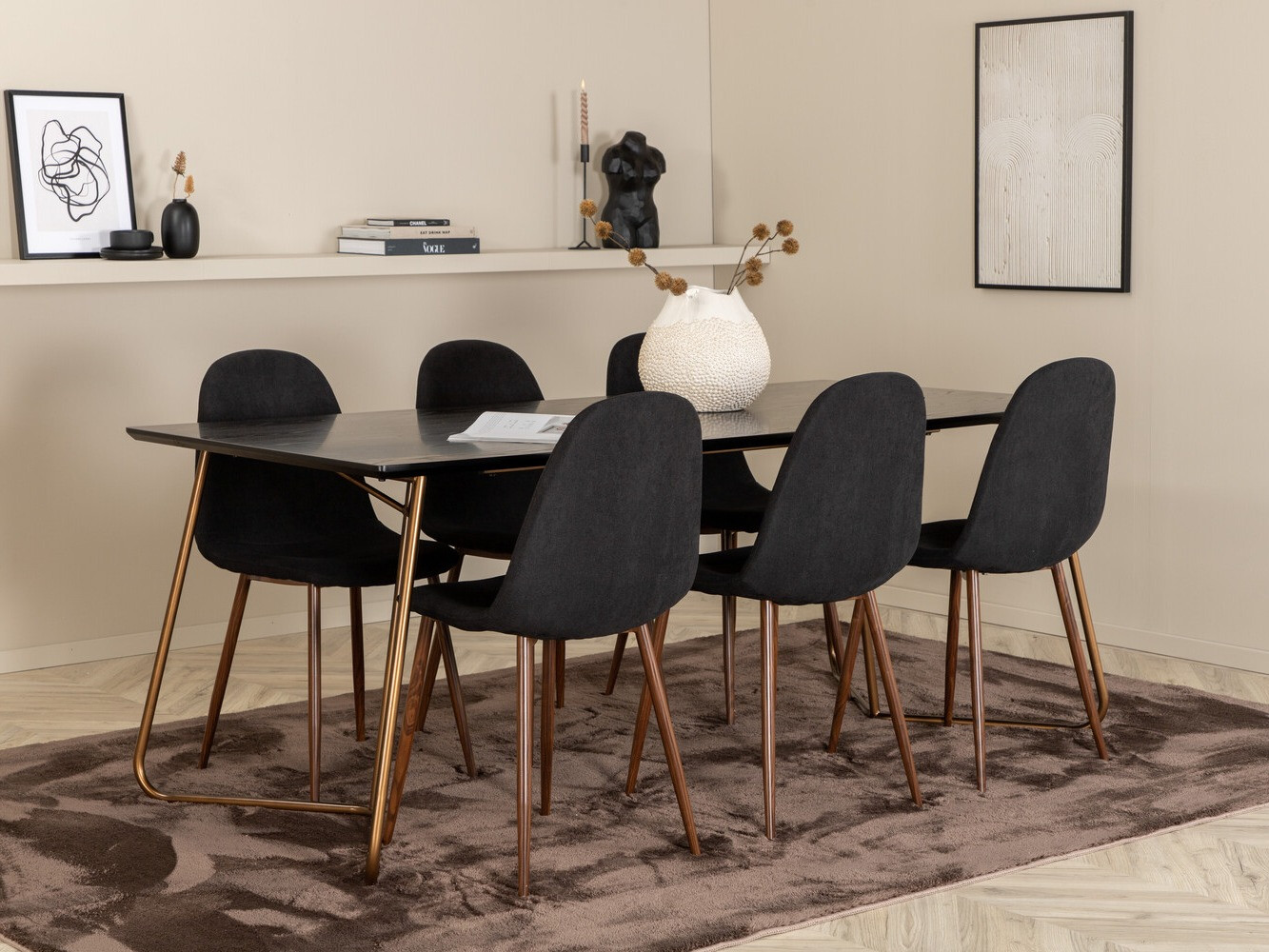 Jedilniški komplet Dallas 2713 (Črna + Oreh)