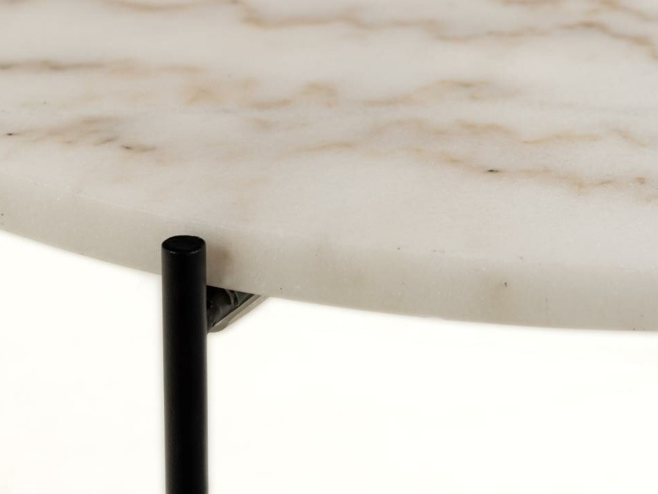 Stranska mizica Norsica 608 (Beli marmor + Črna)