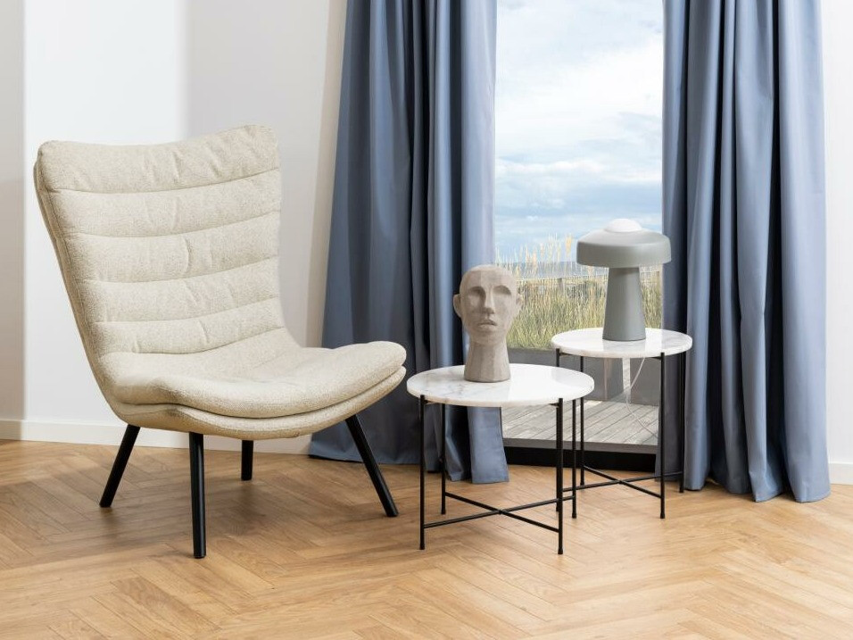 Stranska mizica Norsica 608 (Beli marmor + Črna)