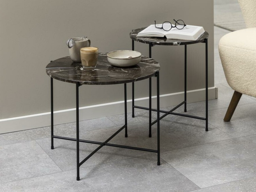 Stranska mizica Norsica 609 (Rjavi marmor + Črna)