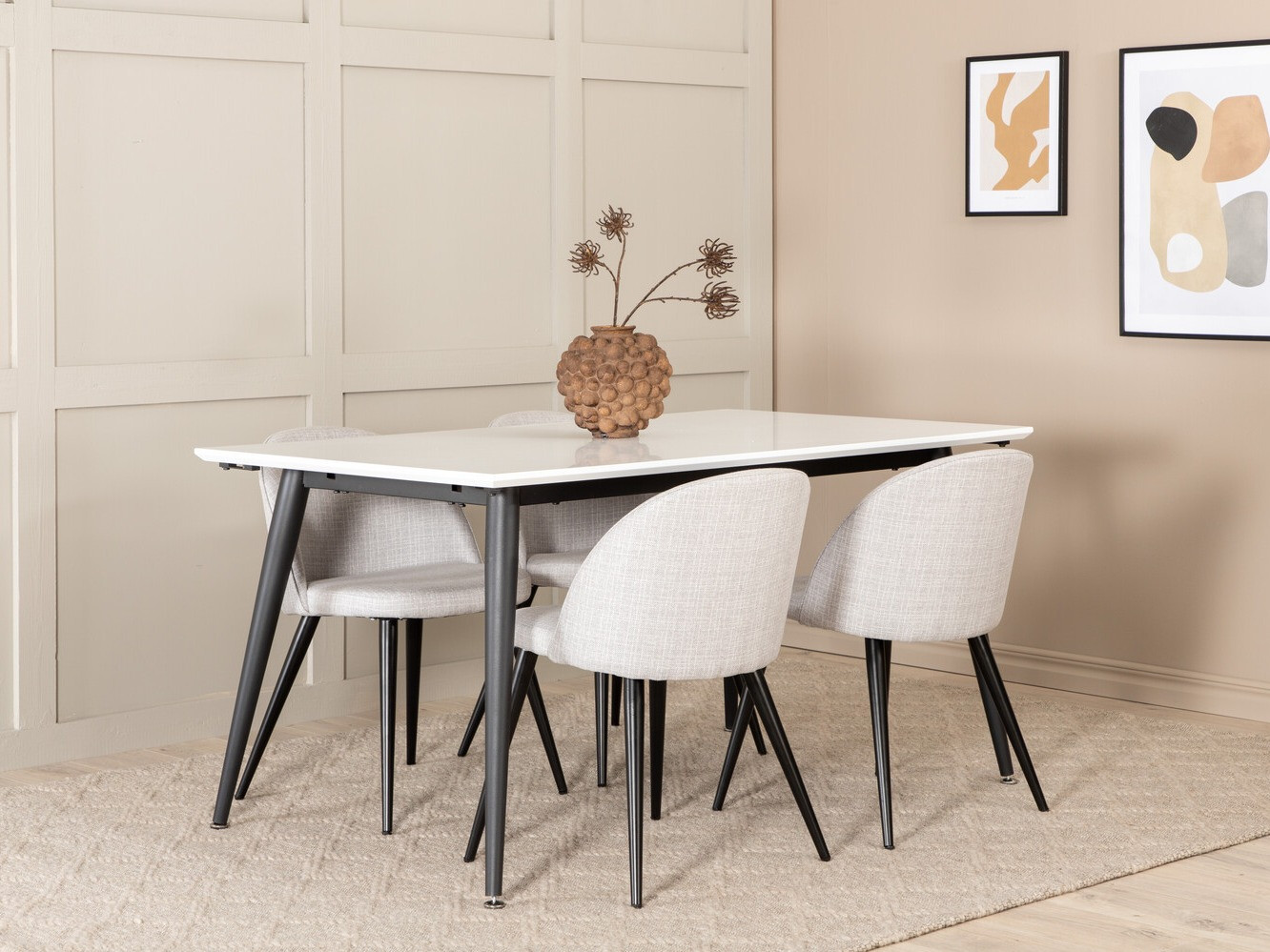 Jedilniški komplet Dallas 2731 (Svetlo siva + Črna)