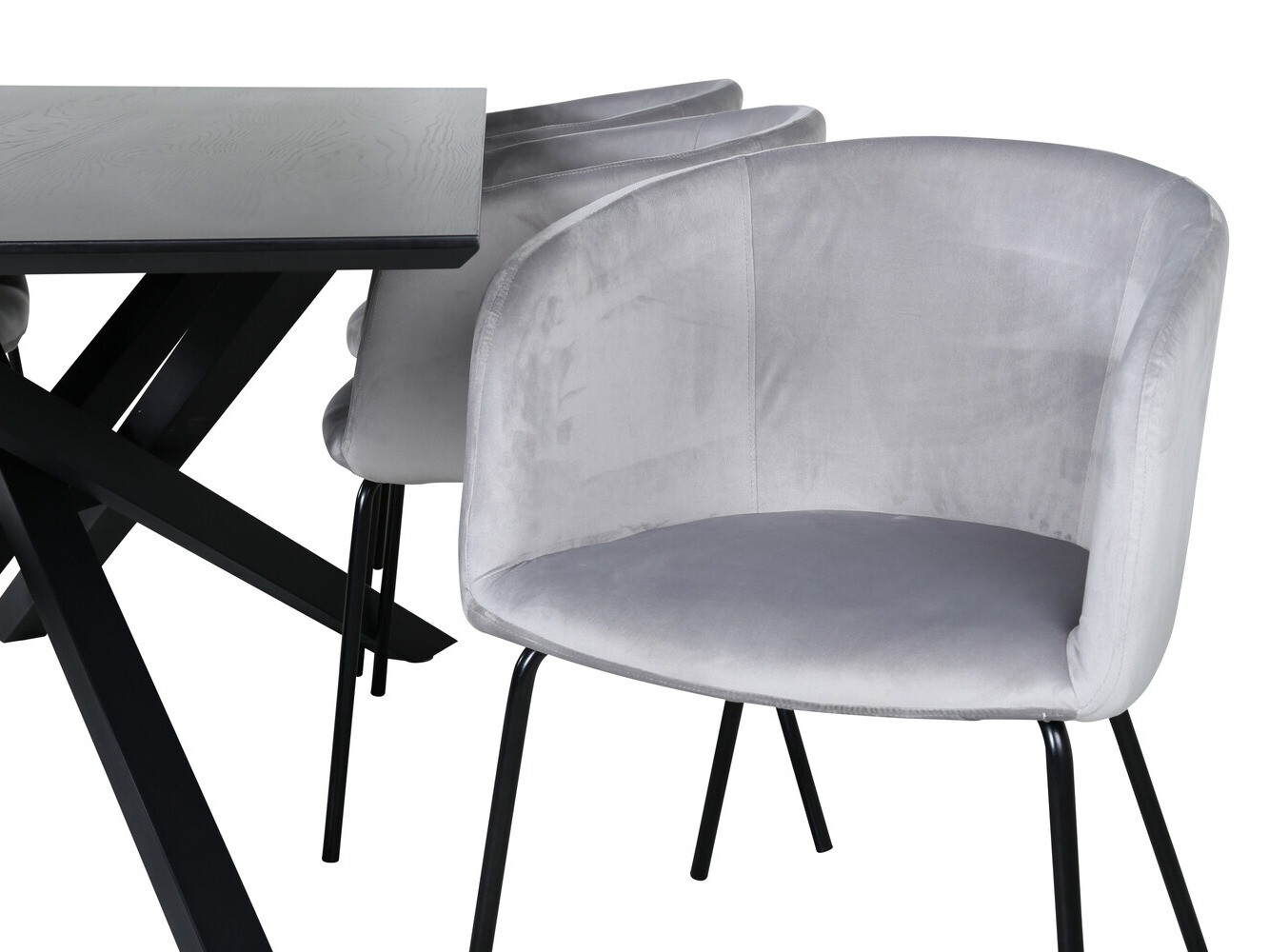 Jedilniški komplet Dallas 2691 (Svetlo siva + Črna)