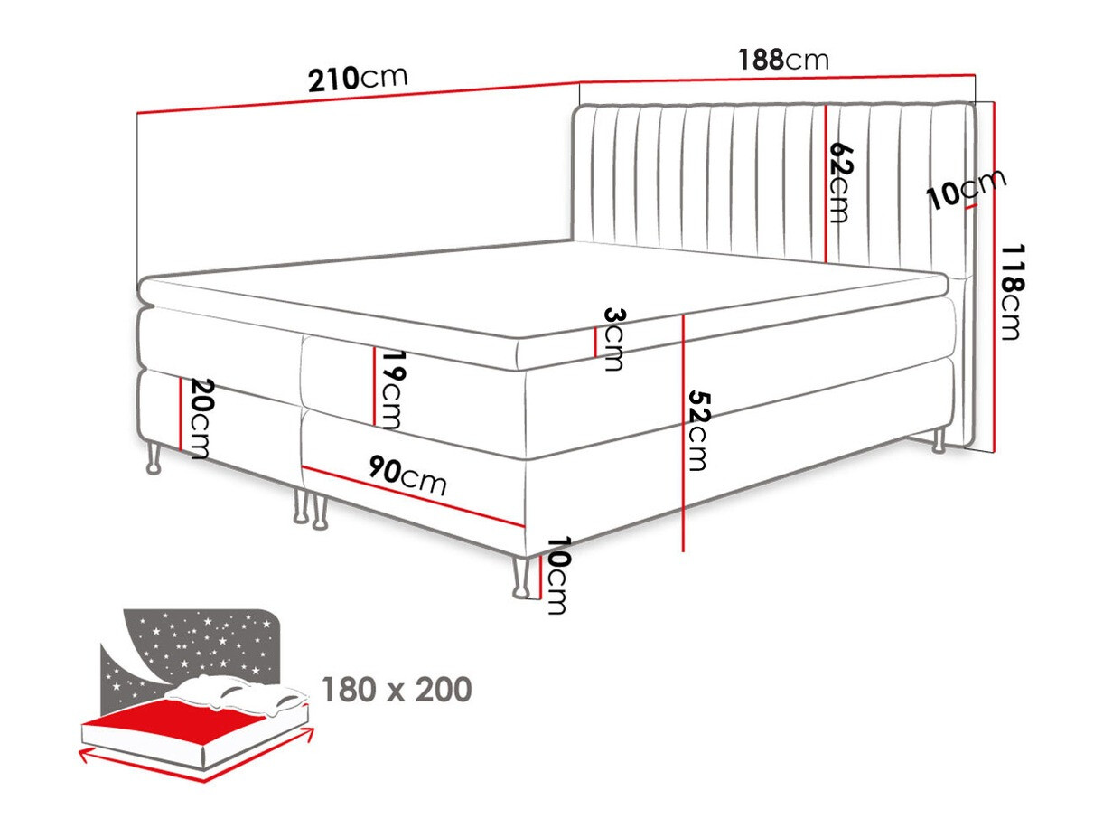 Boxspring postelja ComfiDream 156 (Fresh 01)