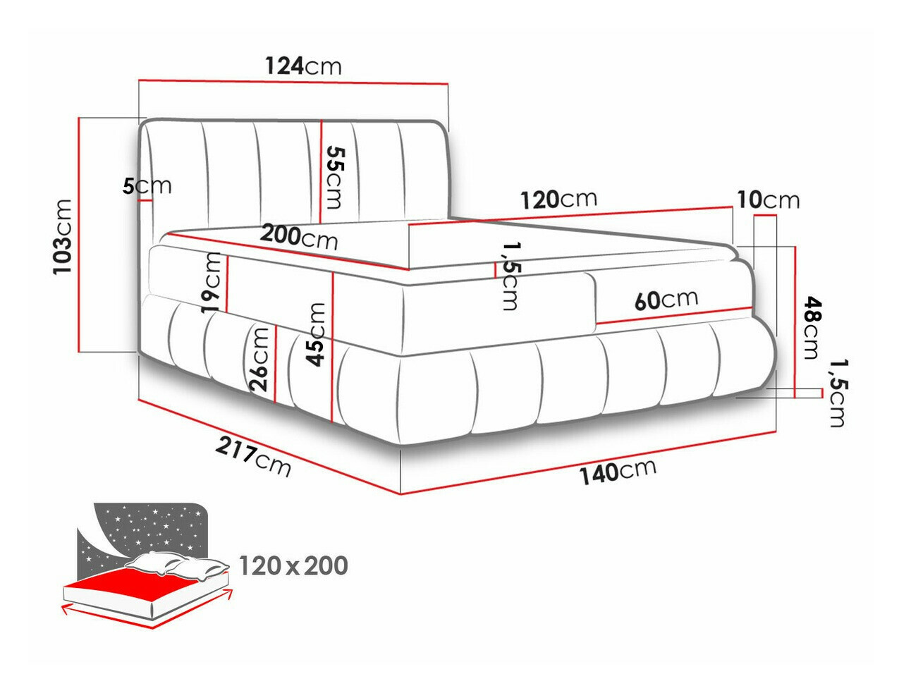 Boxspring postelja Cursus (Kronos 09)
