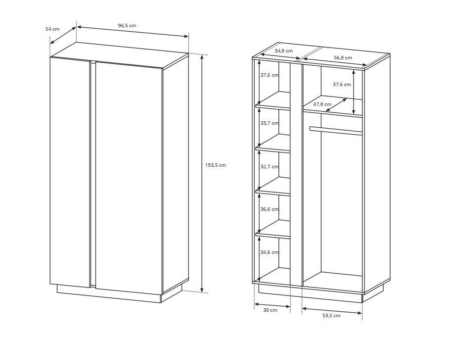 Garderobna omara Novbela 100 (Bela + Sijaj bela + Hrast Grandson)