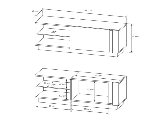 TV-omarica Novbela 107 (Bela + Sijaj bela + Hrast Grandson)