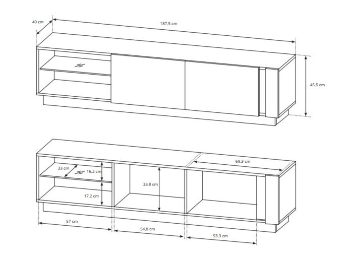 TV-omarica Novbela 108 (Bela + Sijaj bela + Hrast Grandson)