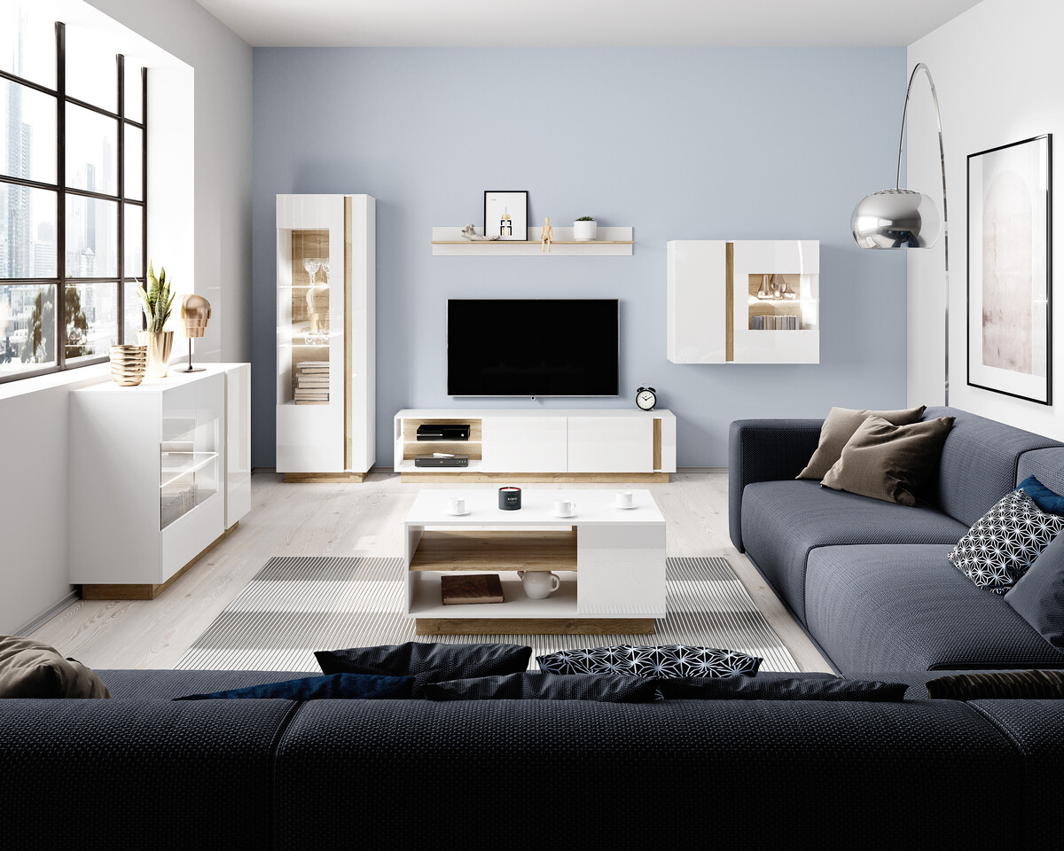 TV-omarica Novbela 108 (Bela + Sijaj bela + Hrast Grandson)