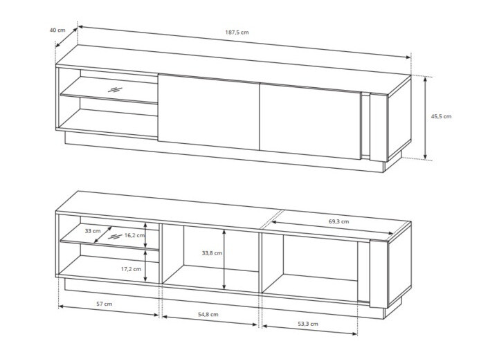 TV-omarica Novbela 108 (Bela + Sijaj bela + Hrast Grandson)