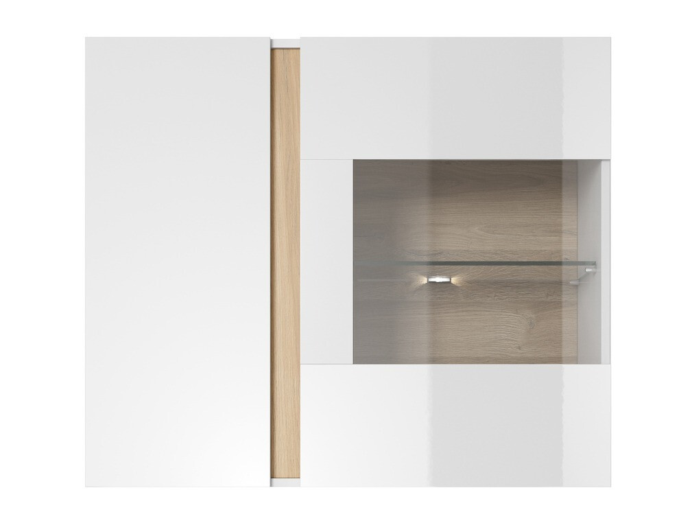 Stenska polica Novbela 112 (Bela + Sijaj bela + Hrast Grandson)