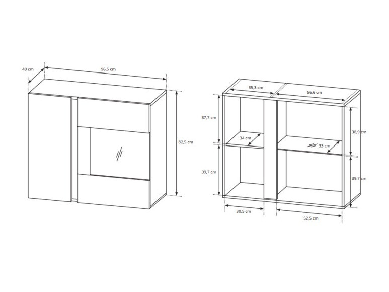 Stenska polica Novbela 112 (Bela + Sijaj bela + Hrast Grandson)