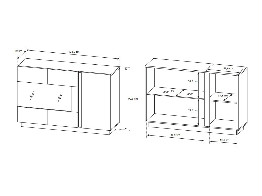 Dnevni prostor Novbela 114 (Bela + Sijaj bela + Hrast Grandson)