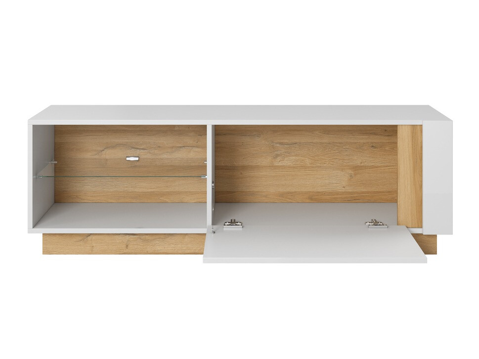 Komplet za dnevno sobo Novbela 113 (Bela + Sijaj bela + Hrast Grandson)