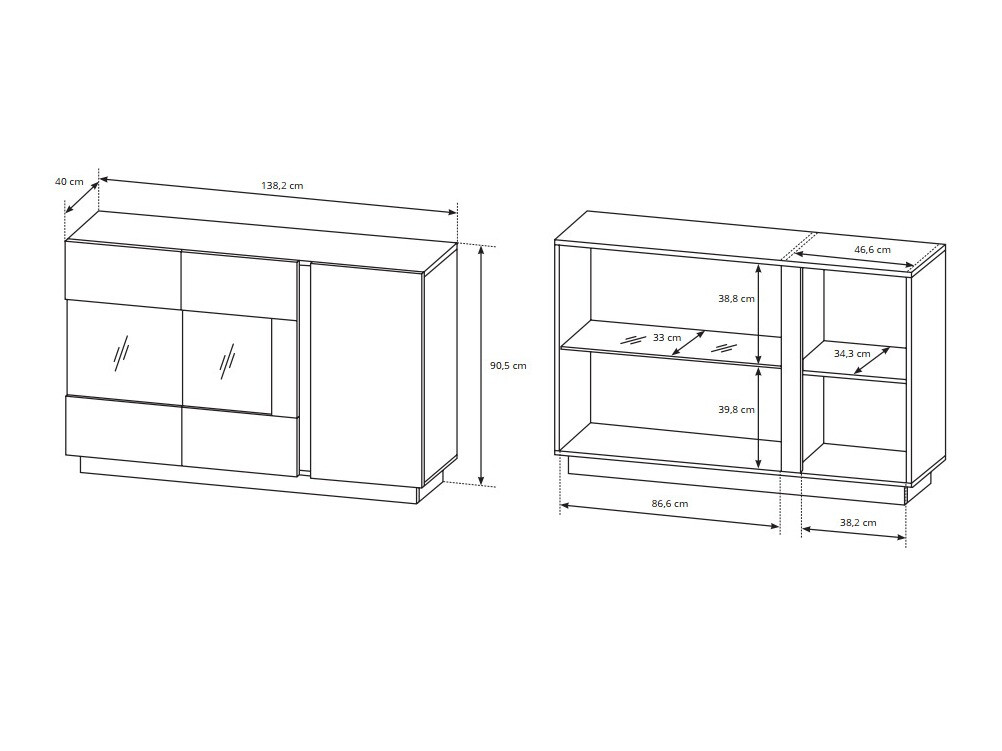 Komplet za dnevno sobo Novbela 113 (Bela + Sijaj bela + Hrast Grandson)