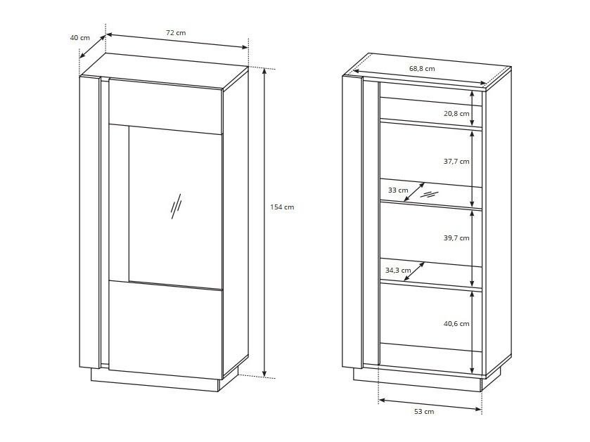 Komplet za dnevno sobo Novbela 113 (Bela + Sijaj bela + Hrast Grandson)