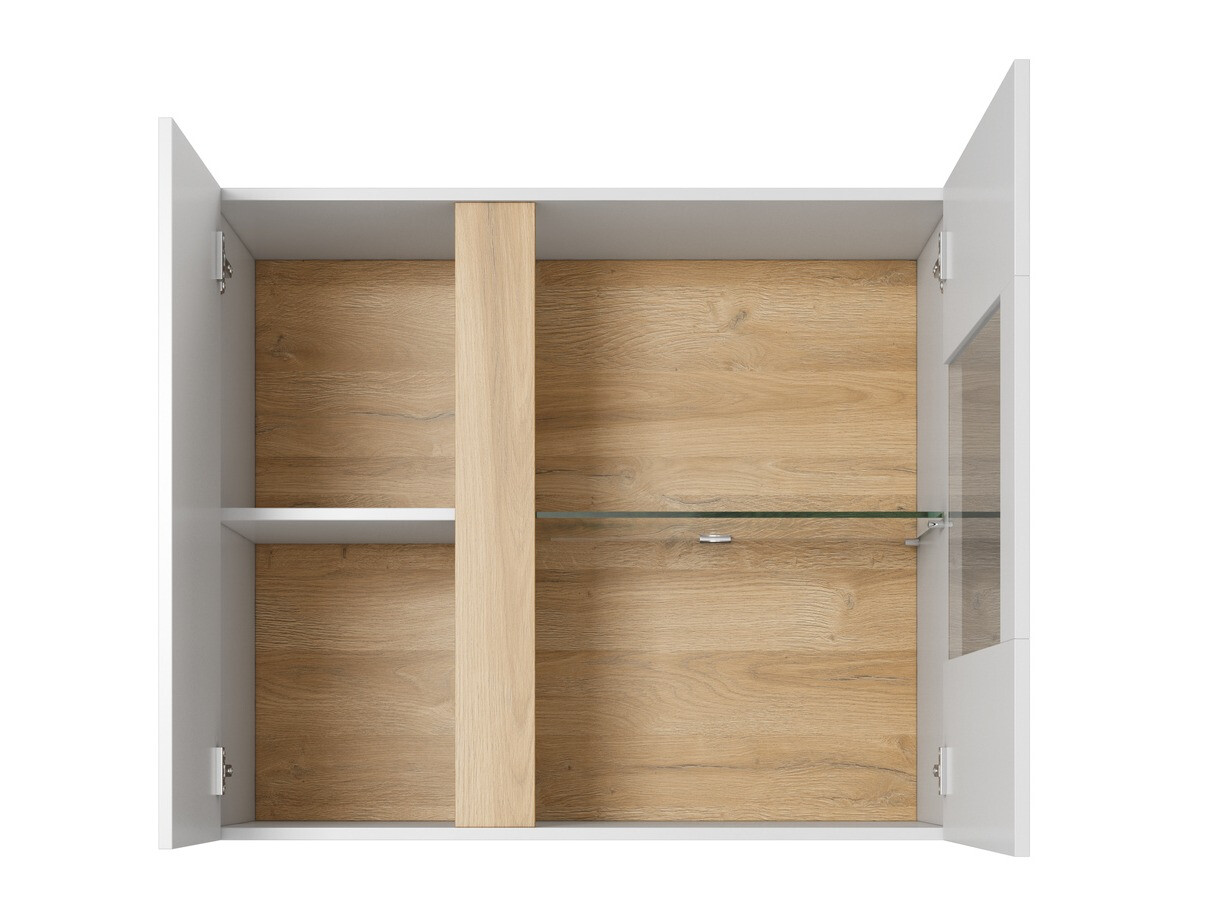 Komplet za dnevno sobo Novbela 114 (Bela + Sijaj bela + Hrast Grandson)