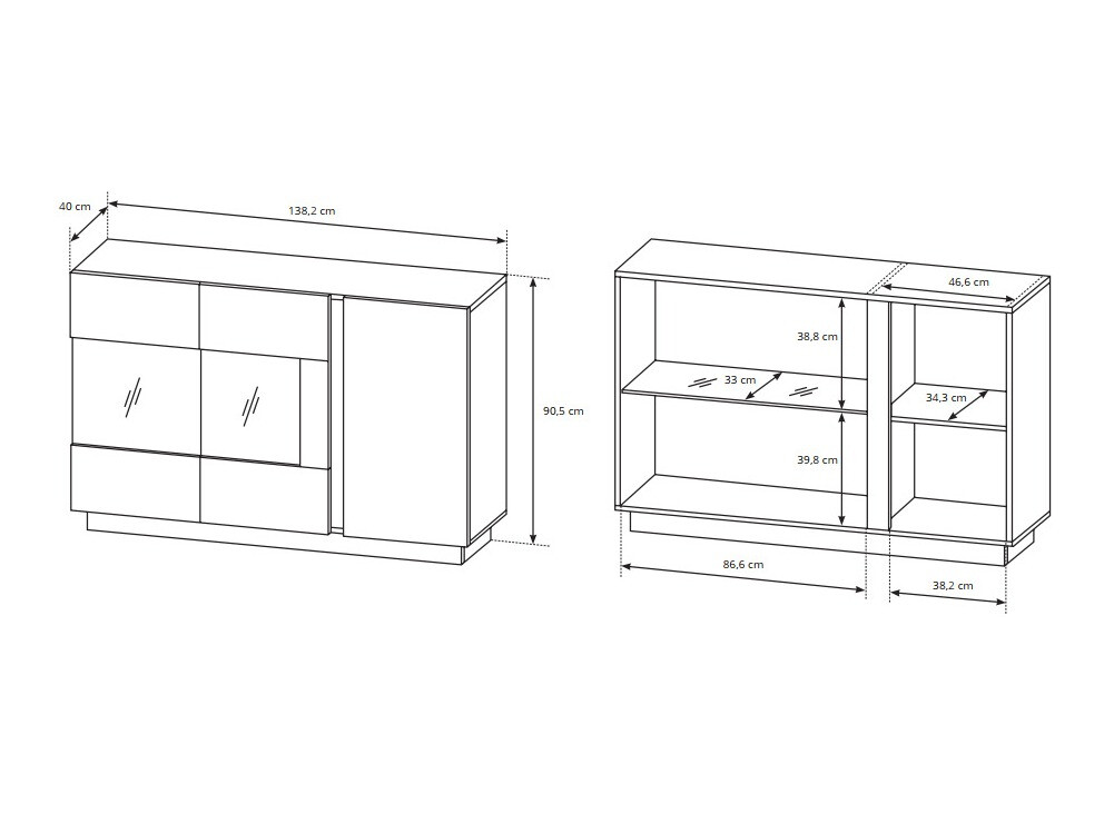 Komplet za dnevno sobo Novbela 114 (Bela + Sijaj bela + Hrast Grandson)