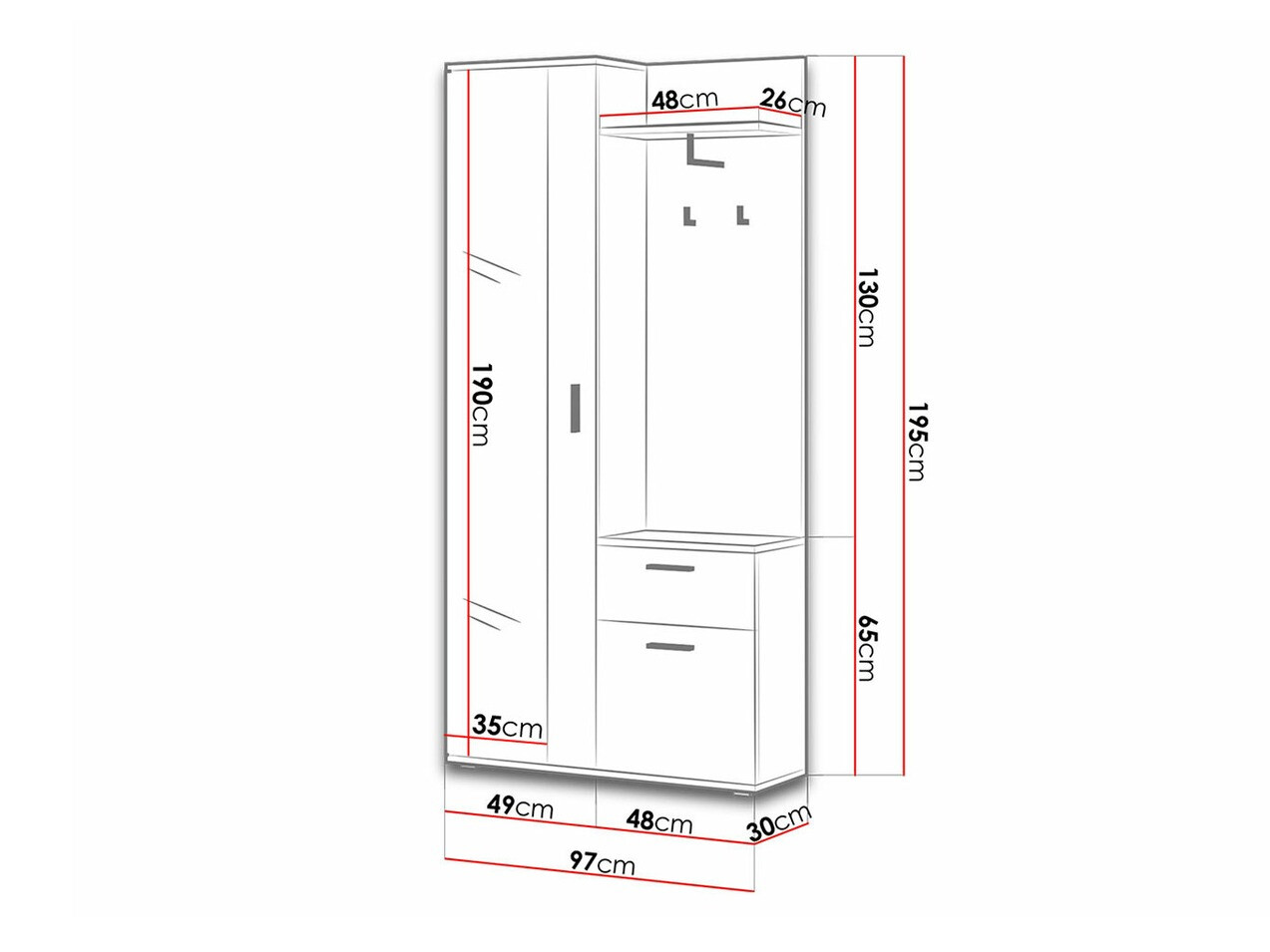 Komplet za predsobo Pavo (Bela)
