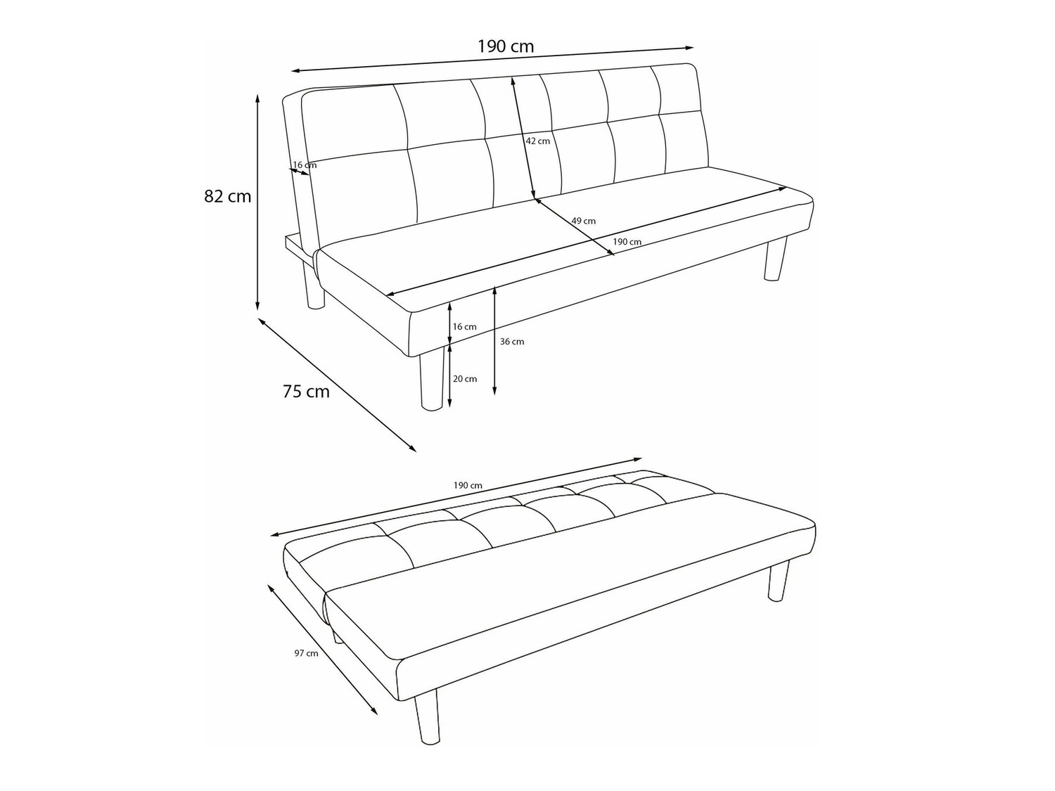 Raztegljiv kavč Tulsa 550 (Siva)