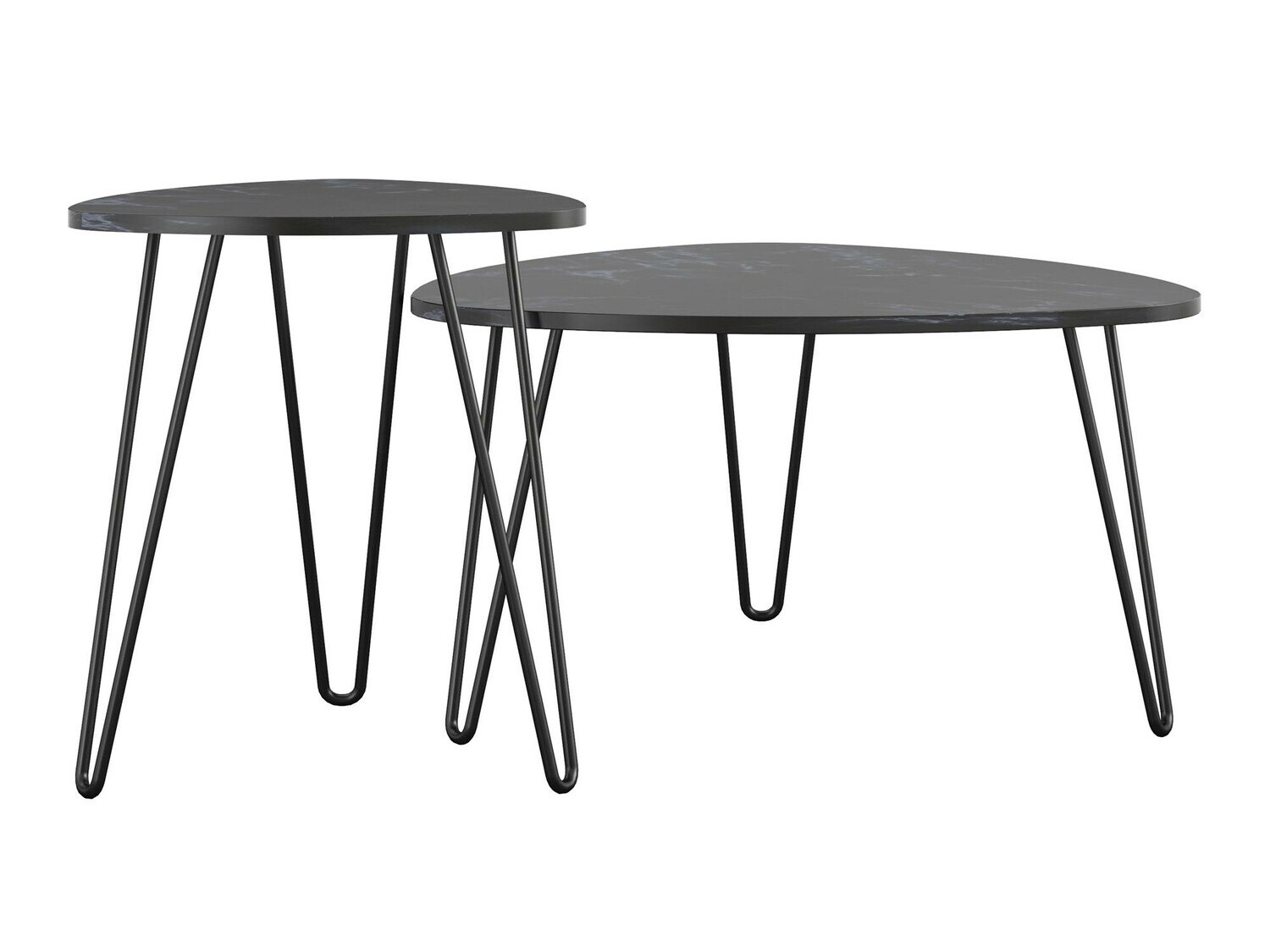 Komplet klubskih mizic Tulsa 561 (Črni marmor + Črna)