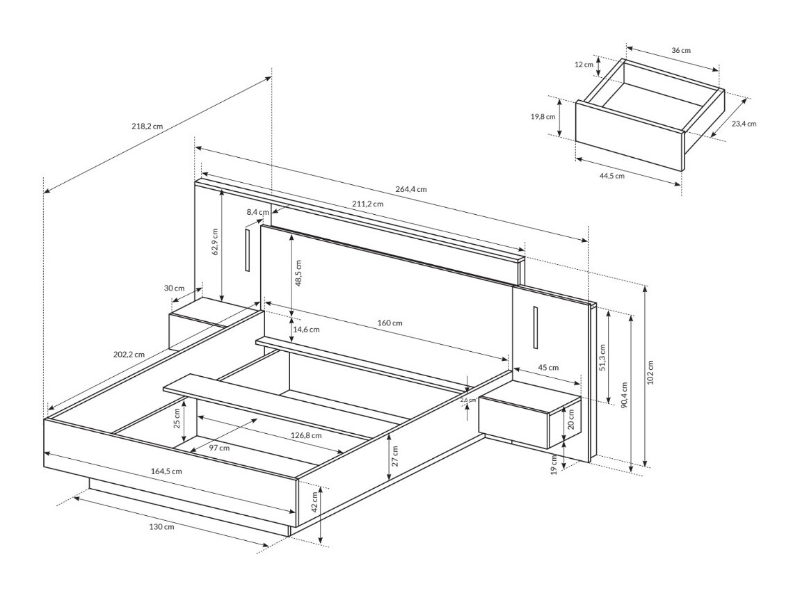 Postelja Tororli 106 Z nočne omarice