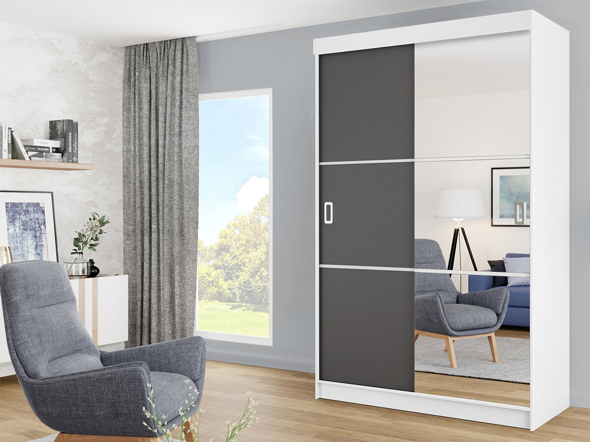 Garderobna omara Dover 111 (Bela + Grafit)