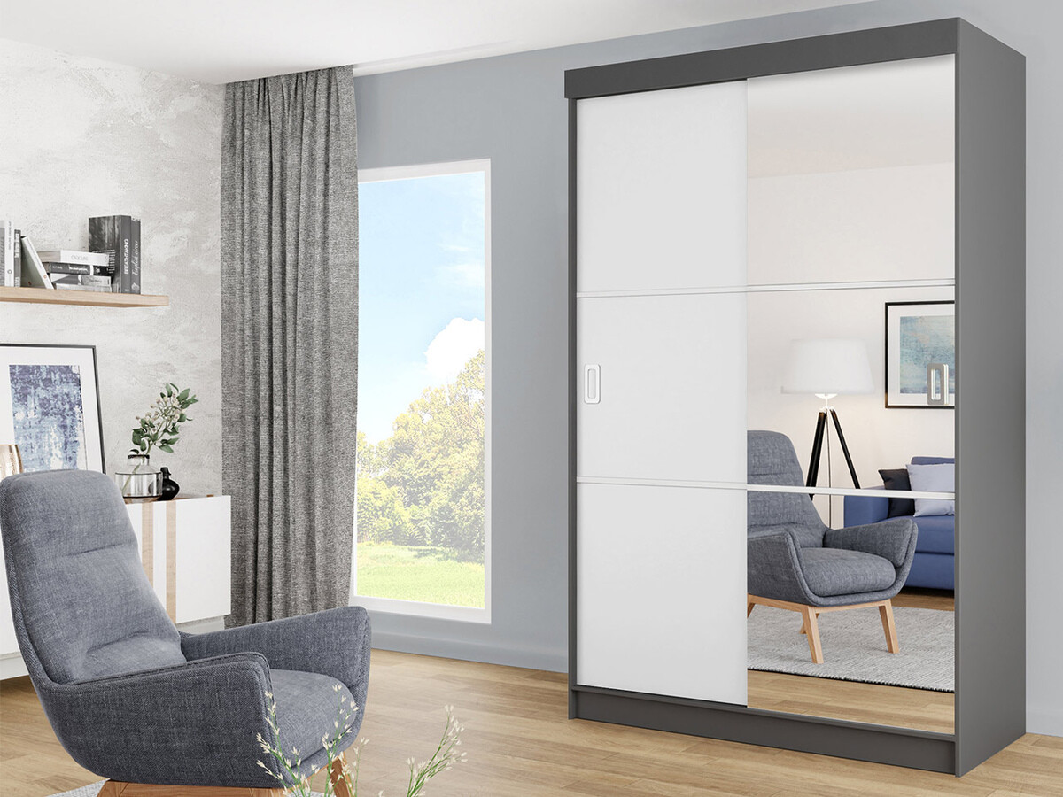 Garderobna omara Dover 111 (Grafit + Bela)